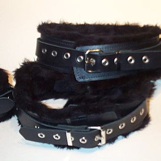 Thigh Straps Leather with attached wristlet Black Lined