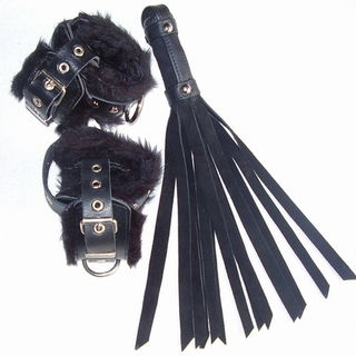 Fluffy Set Cuff & Anklet  with sm Suede Whip