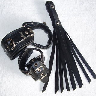 Leather Set Cuff & Anklet  with sm Suede Whip