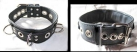 Rolled leather 3 D Ring Collar- ADVISE NECK MEASUREMENT