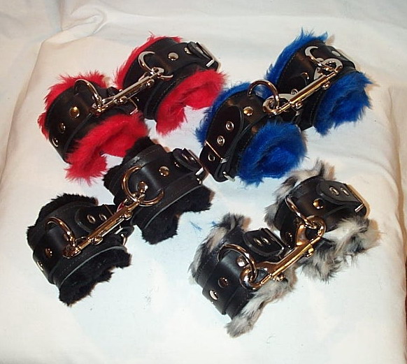 Lined Handcuffs with snaphook (one pair) choose colour combo