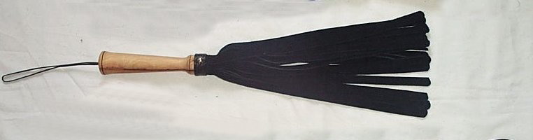 Suede Flogger Wooden Handle 55cm  Black Only