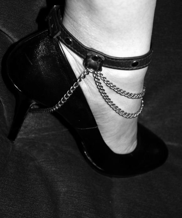 sample custom made leather/chain ankle straps