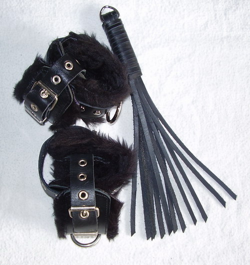 Fluffy Set Cuff & Anklet  with sm Thong whip
