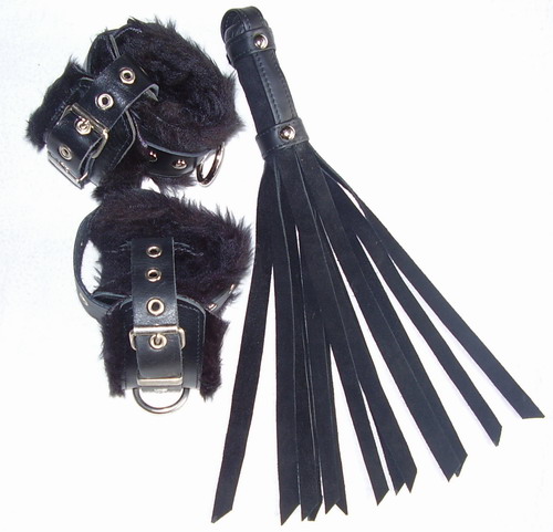 Fluffy Set Cuff & Anklet  with sm Suede Whip